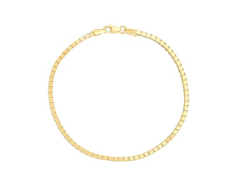 14K Yellow Gold Box Chain Bracelet 7.25in 2mm 5.74g Sleek Classic Style