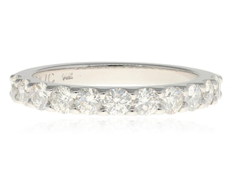 14K White Gold Diamond Band 1.00ctw G/H SI1 Shared Prong Size 6.5  3.1g