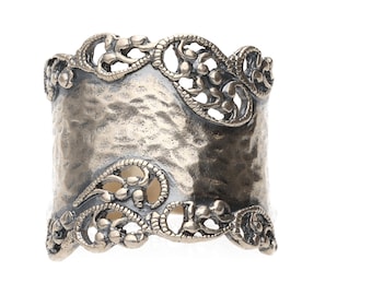 Sterling Silver Ornate Wide Band Ring Filigree Openwork Design Size 8.5  Gram5.8