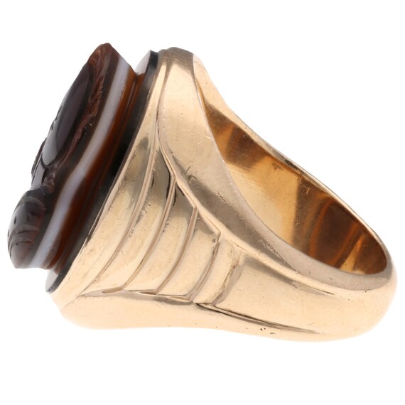 10K Yellow Gold Gent's Sardonyx Cameo Ring - image 4