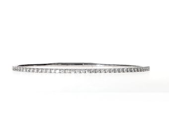 14K White Gold Flex Bangle 0.97ct Diamonds G/H SI2 6.75 Elegant Bracelet 5.7gram