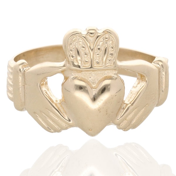 14K Yellow Gold Claddagh Irish Ring Love, Loyalty and Friendship Size 7