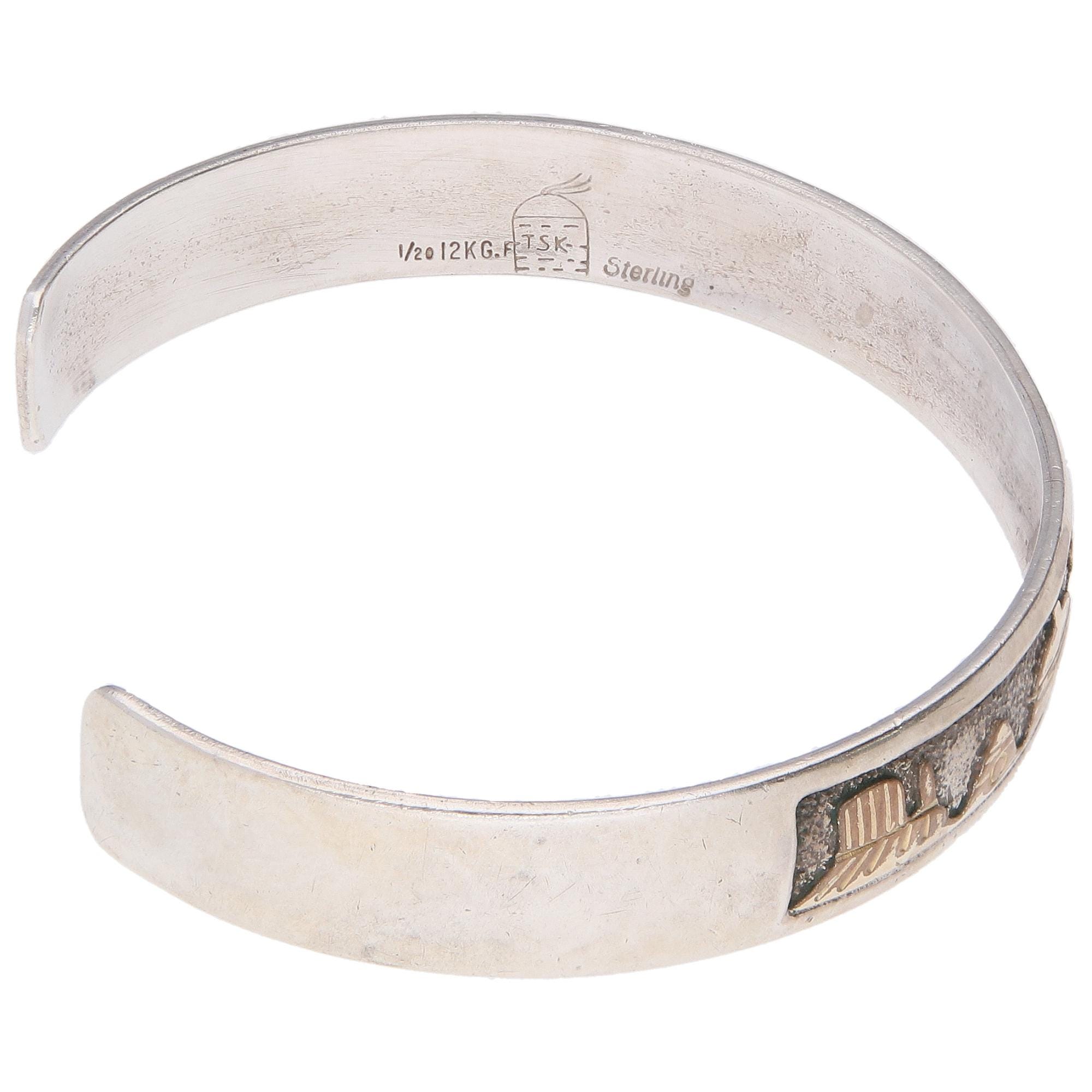 Navajo Storyteller Bracelet, 7.25 Sterling Silver and 14K Gold