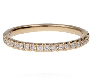 14K Yellow Gold Diamond Band Shared Prong 19 Stones Size 6.5 Elegant 2gram.