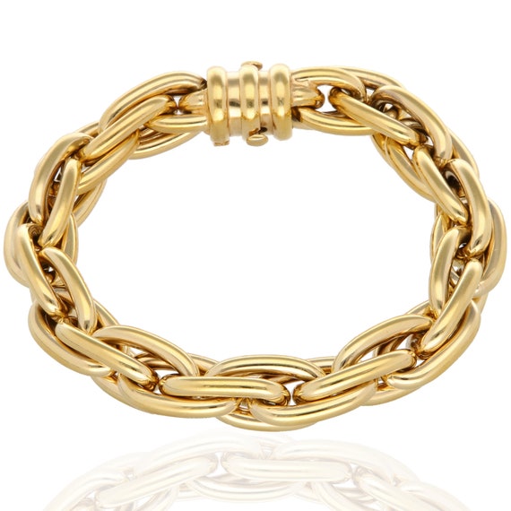 14K Italian Yellow Gold Hollow Chain Bracelet