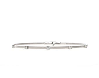 14k White Gold Flexible Diamond Station Bangle Bracelet – .14ctw G/H Si1 – 5.7 G