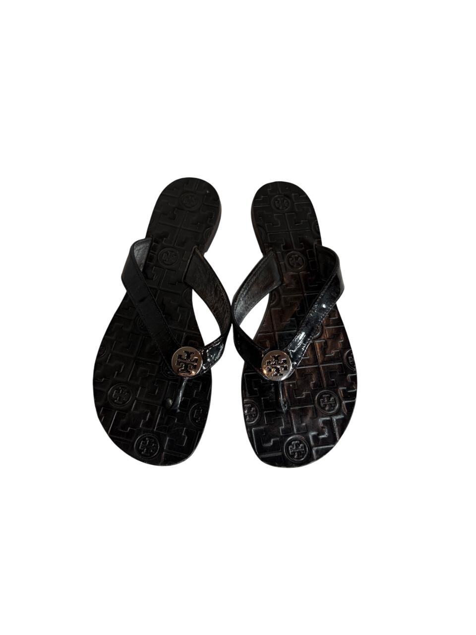 Tory Burch Sandals Flip Flop Patent Leather 8m