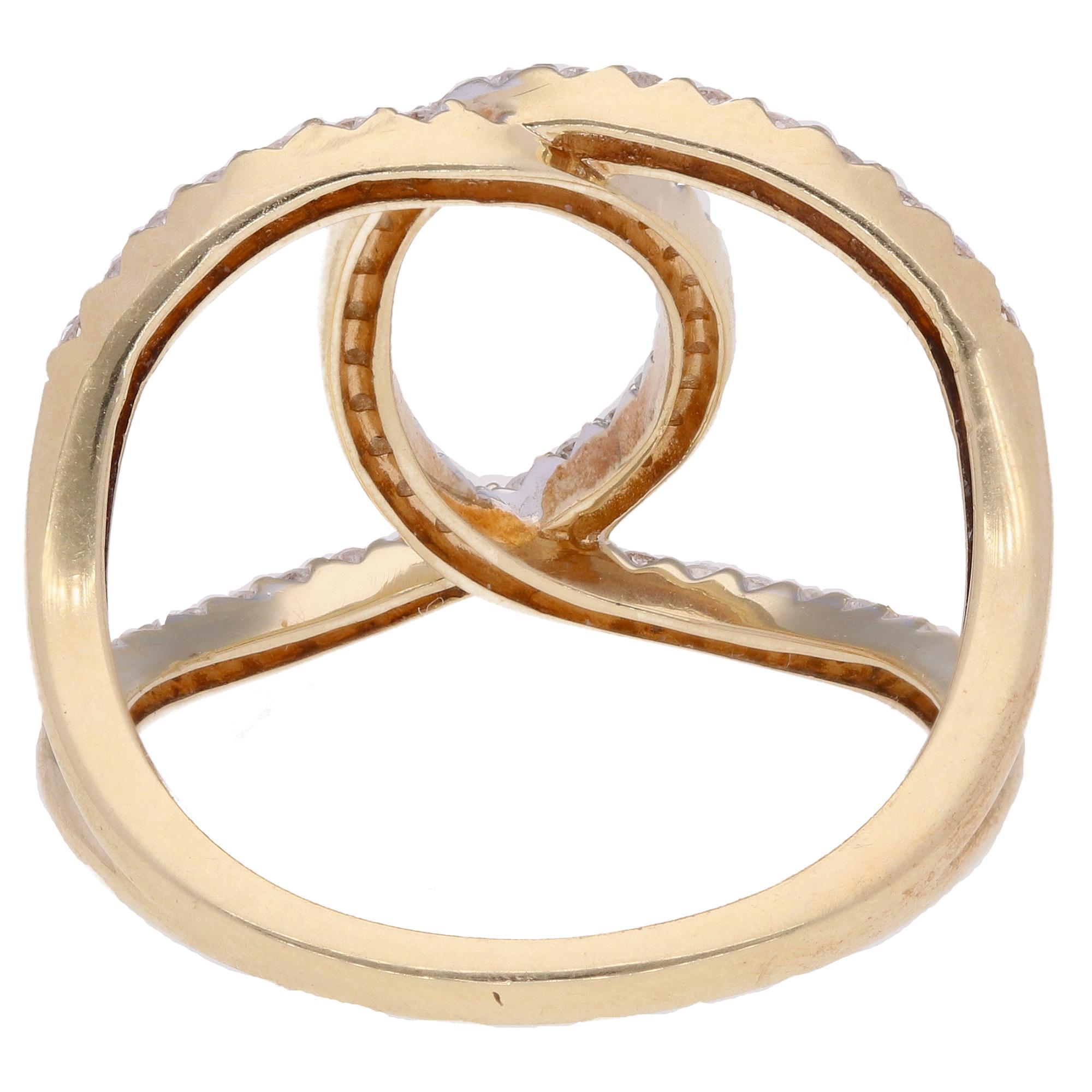 Loop Ring Gold 10K Yellow Gold Diamond Interlocking Loops Ring, .52ctw 52 Stones, Size ...