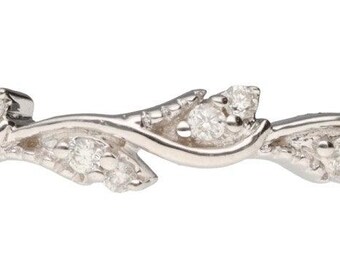 14K White Gold Diamond Vine Band 0.10ctw H/I I1 Size 7 Dainty Elegant 1.8g