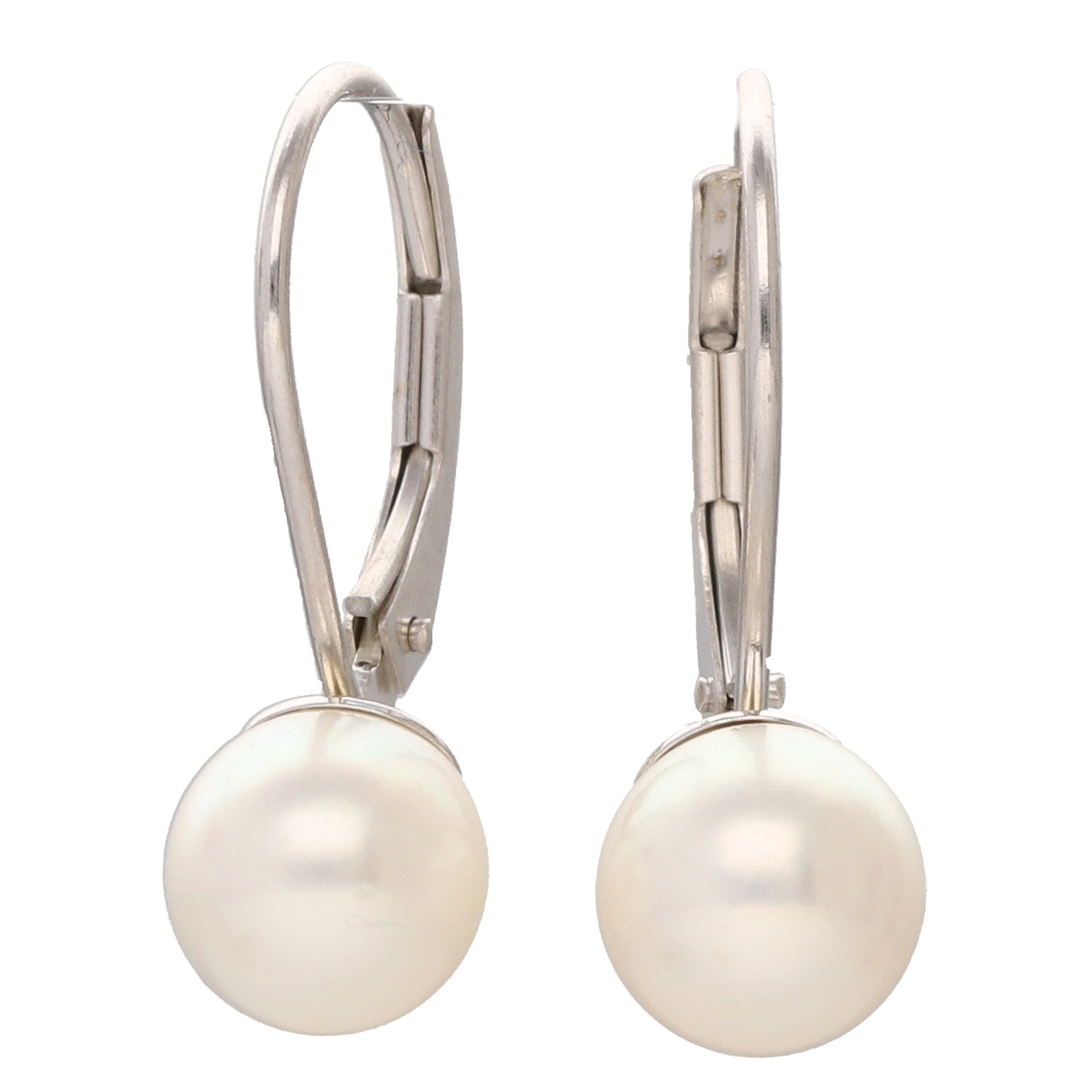 14K White Gold Fresh Water Cultured Pearl Earrings Etsy