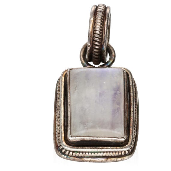 Sterling Silver Moonstone Rectangular Pendant 0.7… - image 1