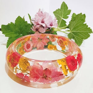 Dried Flower  Bracelet made from Real Flowers set Inside of a Resin Bangle