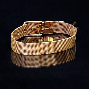 Stainless Steel Mesh Bracelet Adjustable Gold Color
