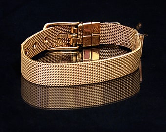 Edelstahl Mesh Armband verstellbar Goldfarbe