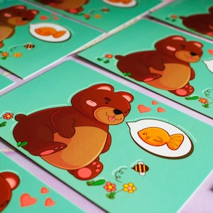 Carte postale gros ours - petite impression d'art nature - animal mignon