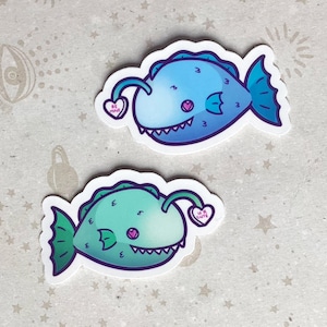 Sticker baudroie en sucrerie chérie - Stickers effrayants mignons de la Saint-Valentin
