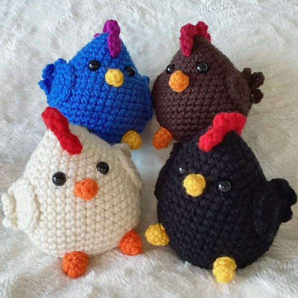Stardew Valley Chicken Amigurumi - Black Void Chicken Crochet - Blue Chicken Plush