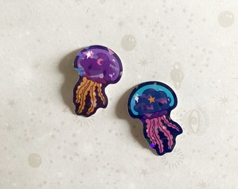 Holographic Jellyfish Sticker - Celestial Ocean Vinyl Decal