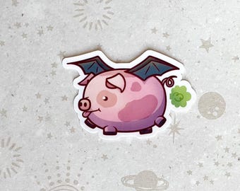 Adesivo de vinil de porco voador - 2 polegadas - Adesivos de dragão de porco rosa