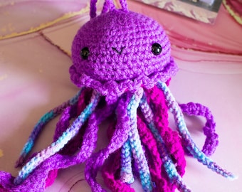 Handmade Jellyfish Crochet Plush - Amigurumi Stuffed Animal - Ocean Fish Toy