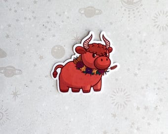 Floral Cow Fall Sticker – Autumn Decor (2 inch Vinyl Sticker