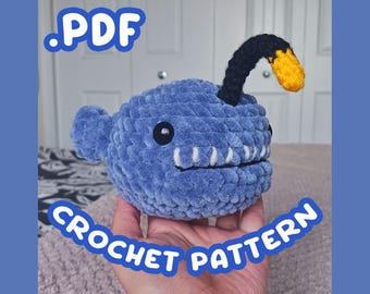 Padrão de amigurumi de peixe-pescador - Tutorial em PDF para download digital - Pelúcia de crochê de peixe
