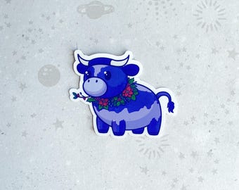 Floral Cow Vinyl Sticker – Winter Holiday Decal
