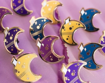 Broche Lunar Brilhante da Lua - Broche de Lapela Celestial de Esmalte Rígido - Espaço Sideral