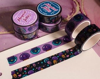 Cinta washi con medusas mágicas // Cinta decorativa para scrapbooking con diseño de estrellas y luna celestial