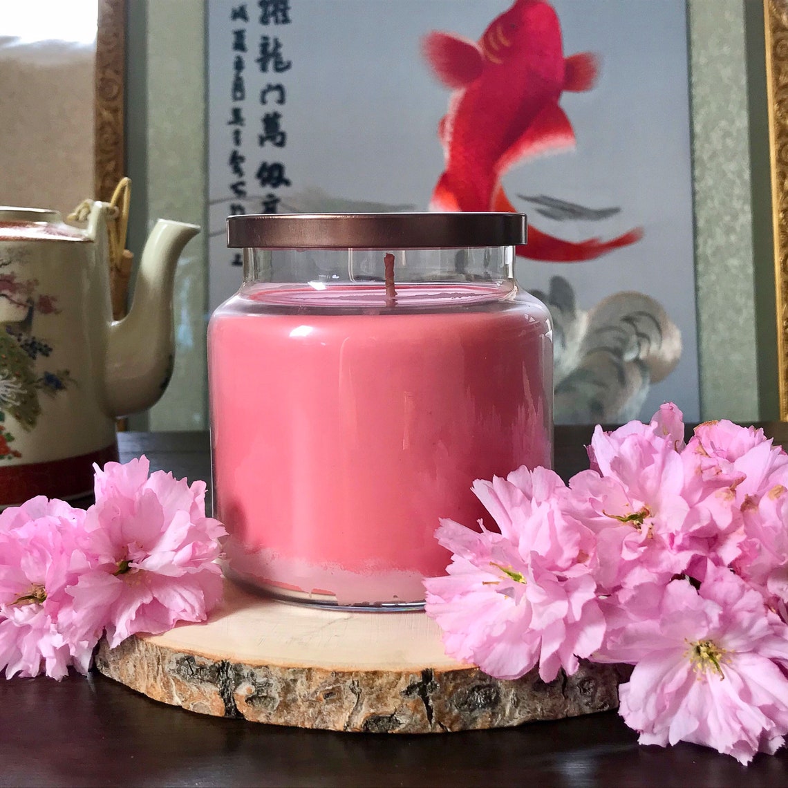 Japanese Cherry Blossom Candle Beeswax Candle Scented Wax Etsy