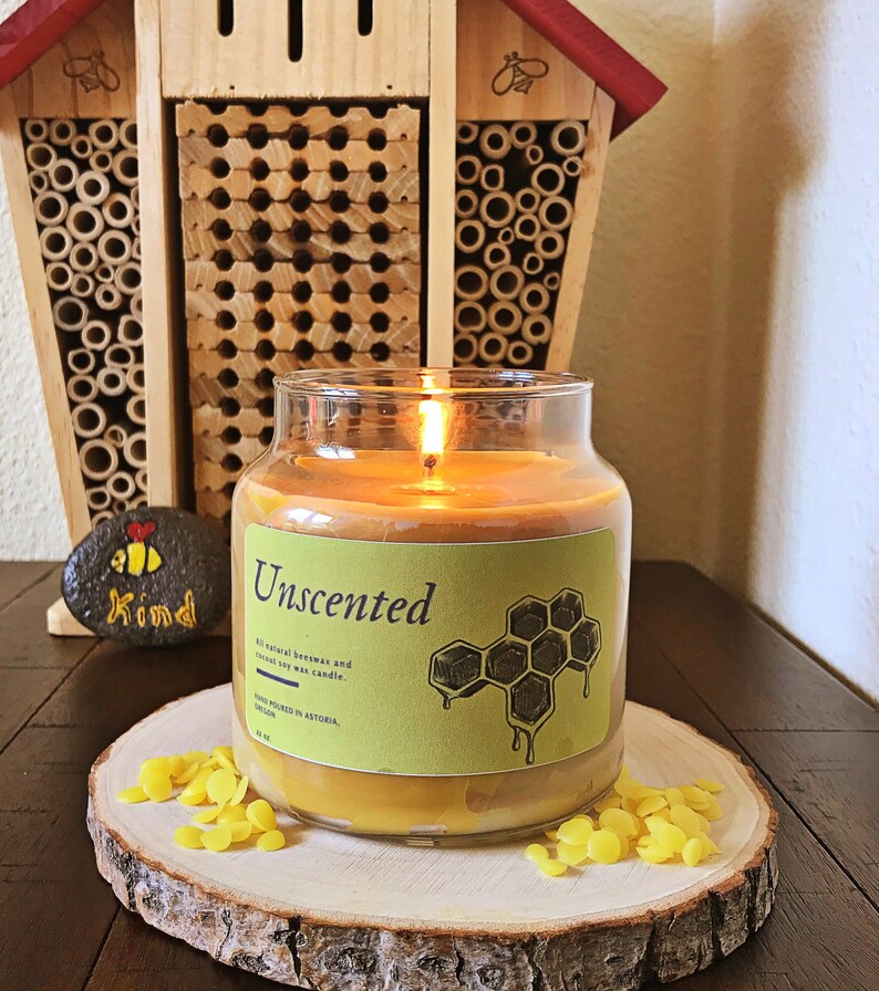 Unscented Beeswax Candle Coconut Wax Soy Wax Candle Etsy