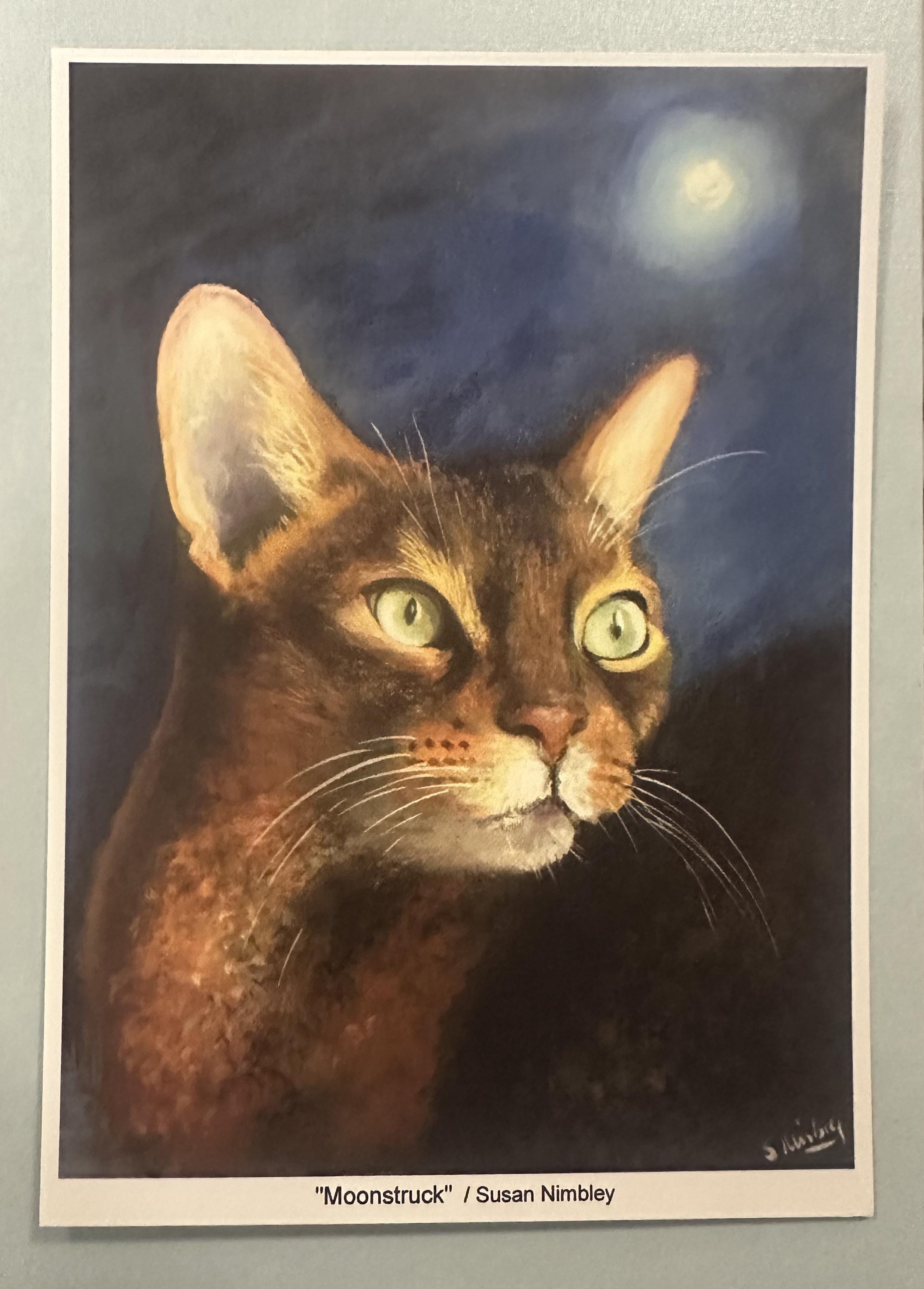Abessinier Katze - Mondsüchtig, Limitierter Druck, von der  Originalkunstwerk in Acryl von Susan Nimbley - Etsy Österreich, image size:2152x3000