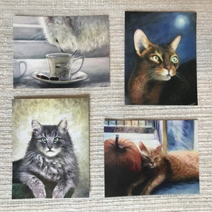 Cartes postales beaux-arts chats - Lot de 4