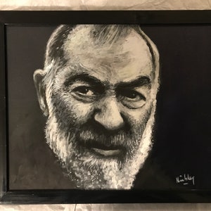 Priez, espérez et ne vous inquiétez pas, image sainte de Padre Pio, carte postale d'art en noir et blanc