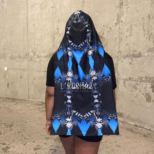 LONGLINE Blue Art Repeat Style Cowboy Carter - Rysowany cyfrowo i ręcznie - Niestandardowy długi Durag (Długość obrazu wynosi 100 cm) - L’Rochaé
