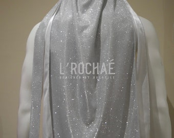 LONGLINE Selenite - White Sparkly Glitter Luxury Long Durag L’Rochaé