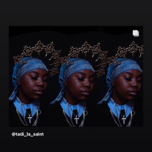 Blue Lemonade Baby Blue/Light Gold Metallic Paisley Luxury Non-Stretch Durag LRochaé image 2