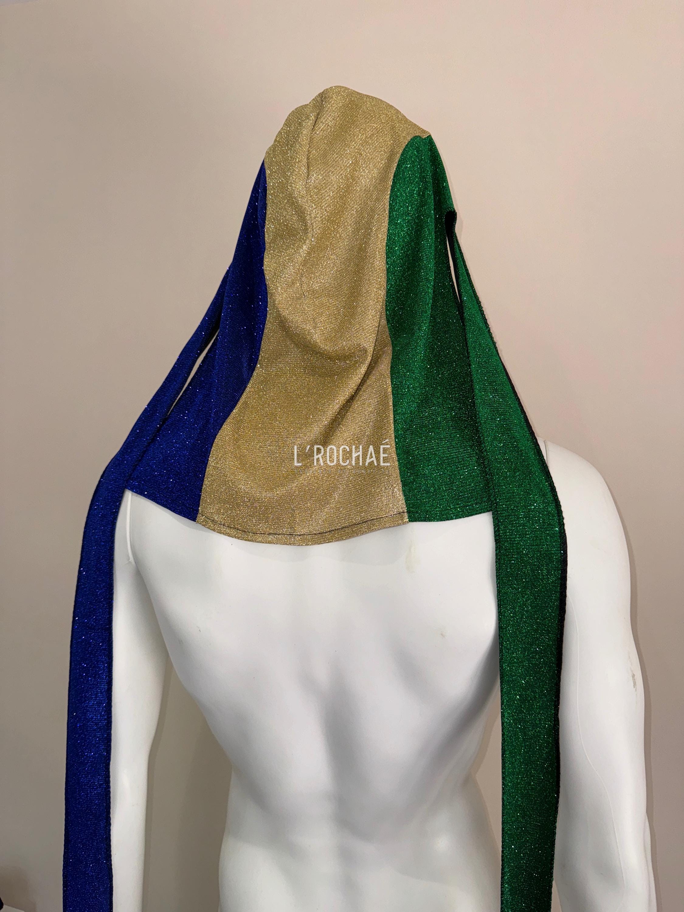 St Vincent Carnival Festival Olympics Country Durag - Stripes Red/White/Black Sparkly Glitter Luxury Durag L’Rochaé