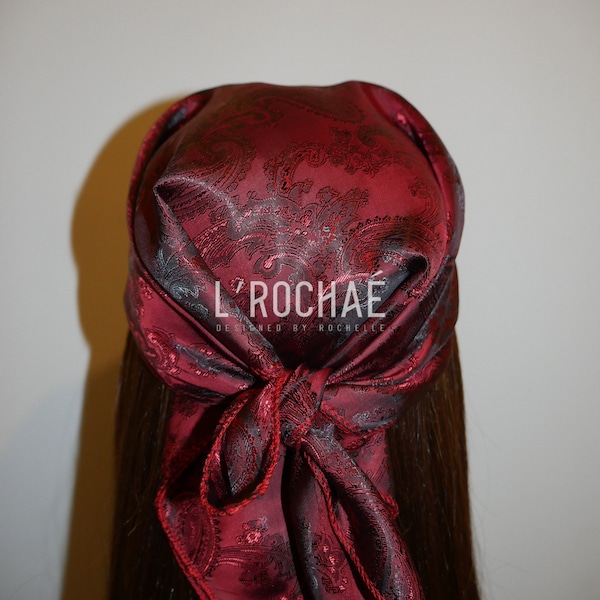 Grenadine - Red - Metallic Paisley Luxury Bandana L’Rochaé