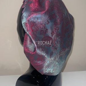 Sunset Slush - Pink/Blue - Metallic Paisley Satin-Lined Bonnet - L’Rochaé