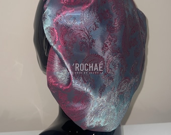 Sunset Slush - Pink/Blue - Metallic Paisley Satin-Lined Bonnet - L’Rochaé