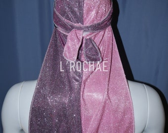 LONGLINE Blush - Baby Pink/Dark Pink Sparkly Glitter Luxury Long Durag L’Rochaé