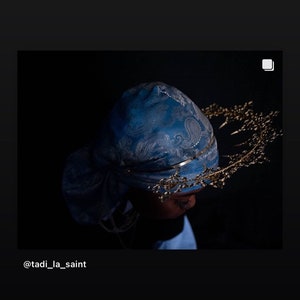 Blue Lemonade Baby Blue/Light Gold Metallic Paisley Luxury Non-Stretch Durag LRochaé image 8