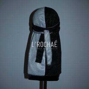 Master of Monochrome - 50/50 White/Black Sparkly Glitter Luxury Durag L’Rochaé