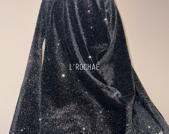 Black/Silver Glitterdot Sparkly Velvet Luxury Durag L’Rochaé