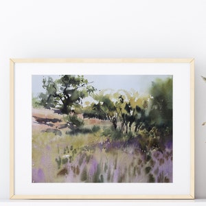 Prato di Camas - Garry Oak - Paesaggio ad acquerello - Dipinto originale - Victoria BC art - Vancouver Island