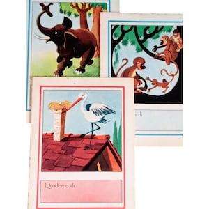 Cuadernos/cuadernos infantiles italianos vintage con animales