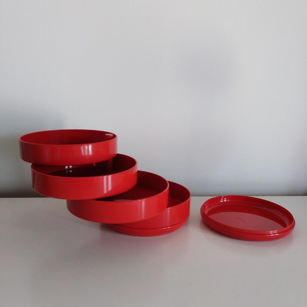 Vintage Retro Italienische Red Rexite 900 Multiplor Schreibtisch Organizer, Rino Pirovano Design