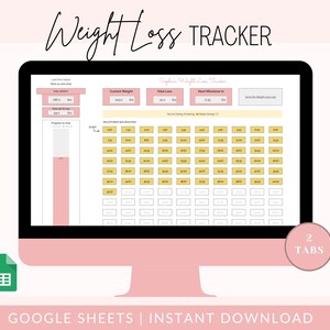 Weight Loss Goal Tracker Spreadsheet, Digital Weight Loss Tracker | Google Sheets | Instant Download