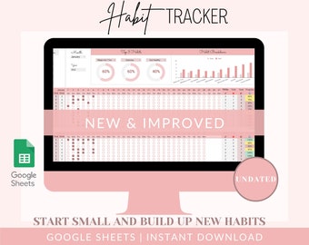 2024 Undated Digital Habit Tracker Spreadsheet - Daily, Monthly, Yearly | Digital Download | Google Sheets